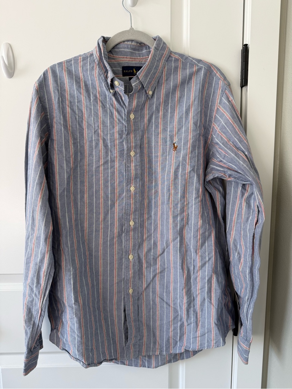 Ralph Lauren Light Blue Shirt with White & Pink Stripes